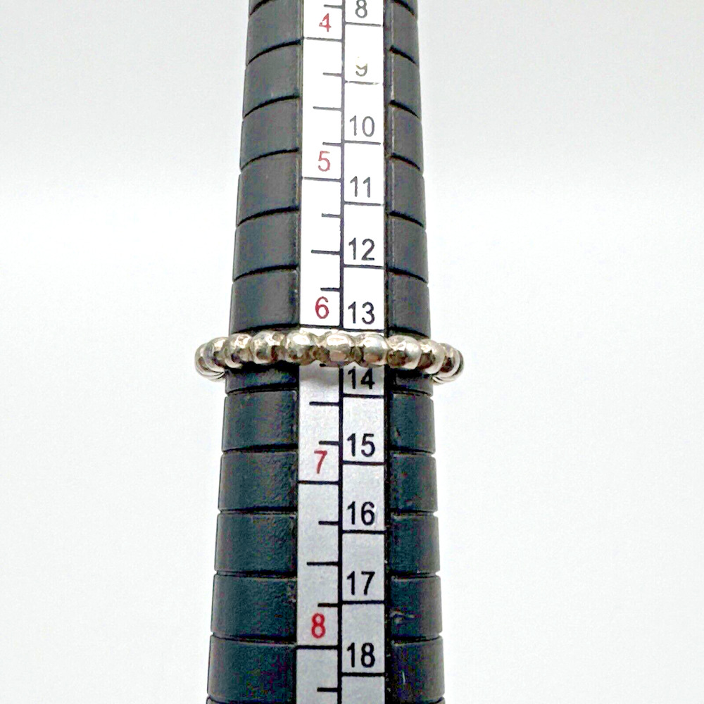 Sterling Silver 925 Dot Bead Design Stacking Band Ring Size 6.25 Dainty Handmade - Picture 8 of 8